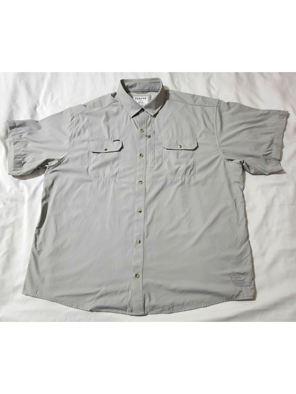 PONCHO Men's XXL Gray Fishing Shirt Magnetic Button Vented Performance Outdoor